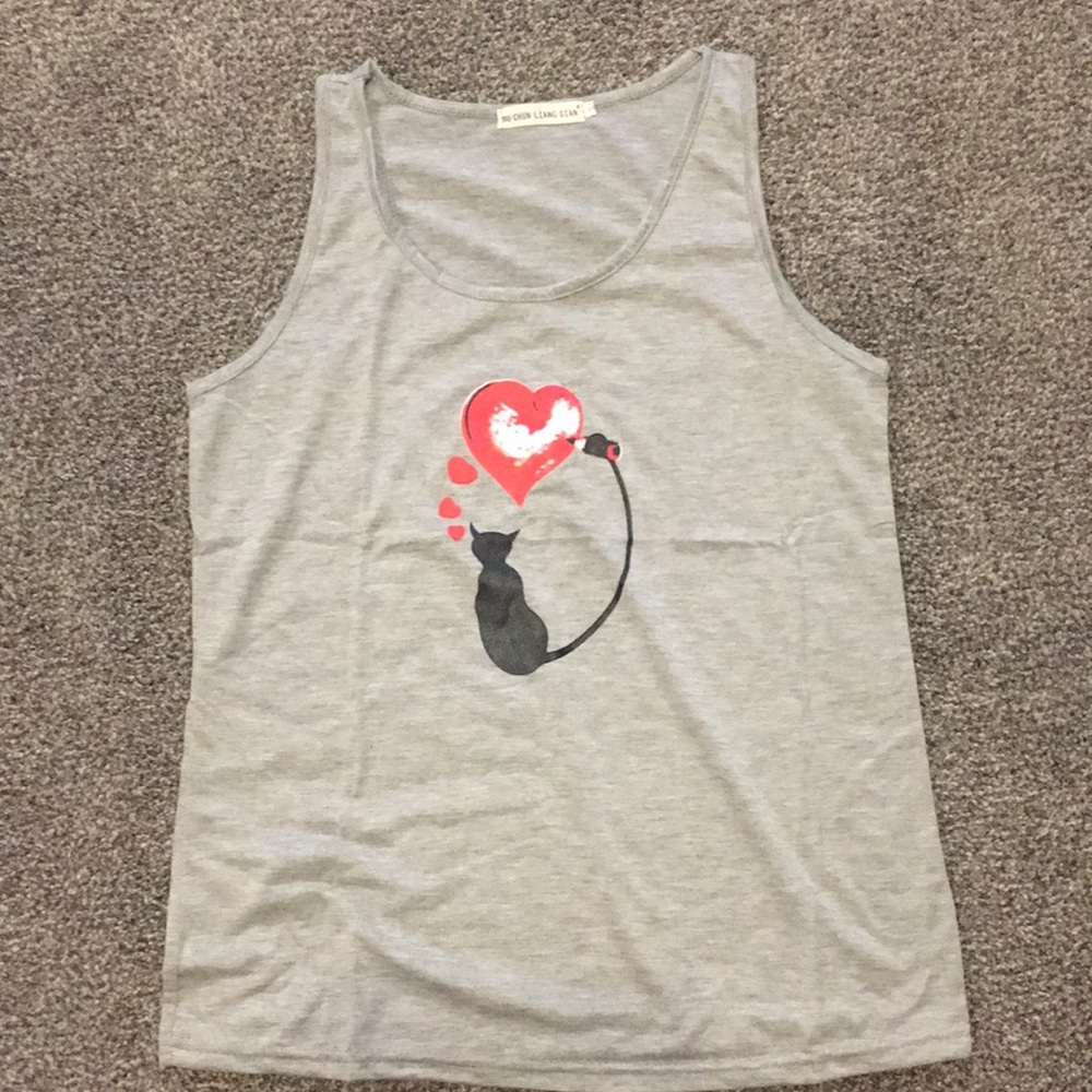 Cat & Heart tank top